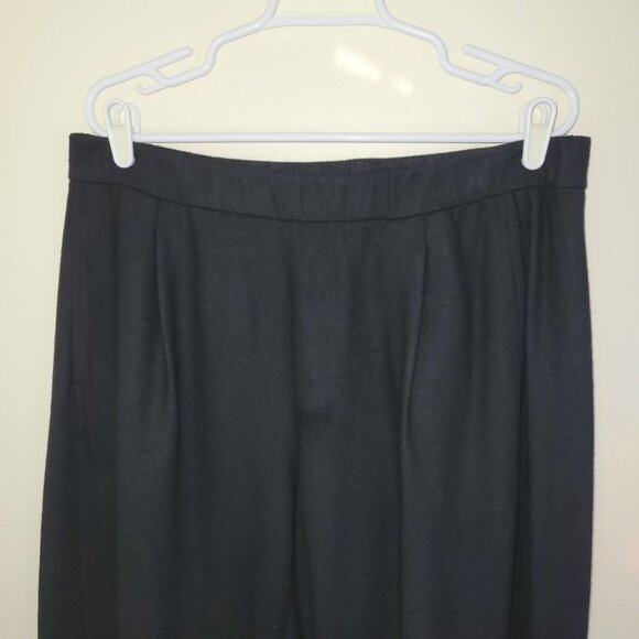 Eileen Fisher Black Wool Straight Leg Pant Elastic Waist 2 Pockets Women's SZ L - Picture 3 of 11
